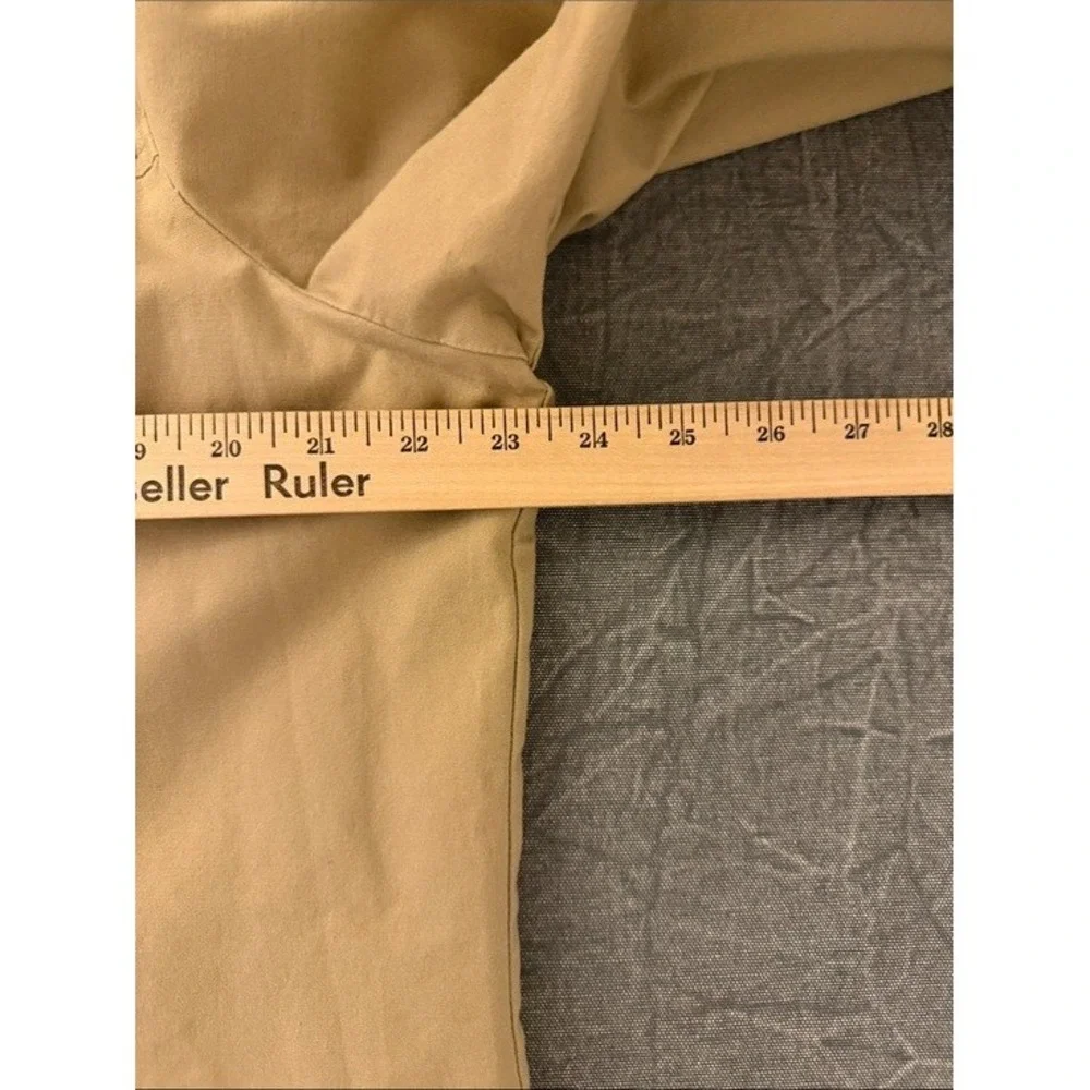 Foxcroft Stretch Tan Khaki Floral‎ Embroidered Button Front Jacket Womens XL